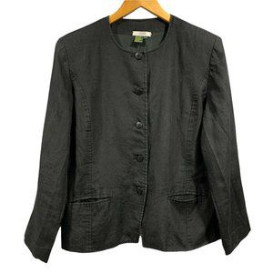 Vintage I. Magnin 100% Linen Black Blazer Size 12